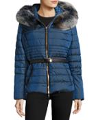 Quilted Jacket With Fur-trim Hood