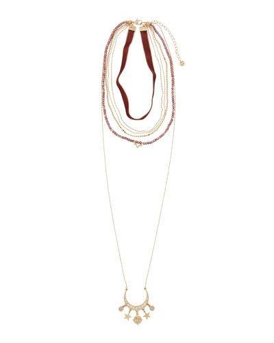 Layered Choker Charm Pendant Necklace