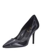 Leather Pointed Pumps, Black
