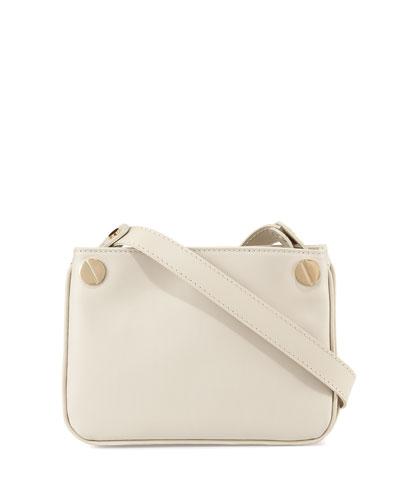 Double-gusset Leather Crossbody Bag, Cement