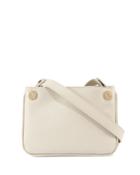 Double-gusset Leather Crossbody Bag, Cement