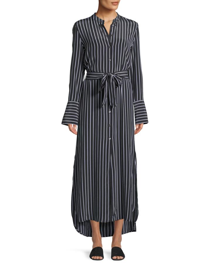Connell Excellence Striped Silk Button-front