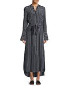 Connell Excellence Striped Silk Button-front