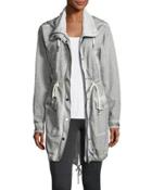 Snap-front Hooded Anorak Jacket, Gray