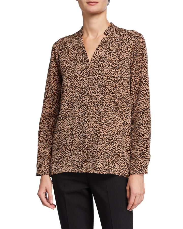 Long-sleeve Button Front Blouse