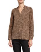 Long-sleeve Button Front Blouse