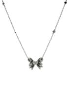 18k White Gold Black/white Diamond Bow Necklace