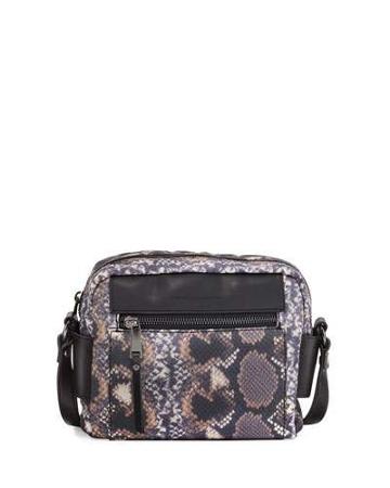 June Nylon Printed Crossbody Bag, Python