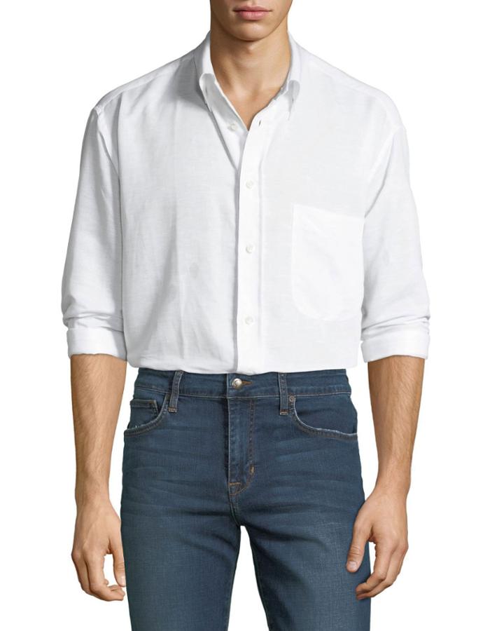 Men's Fitted Long-sleeve Button-front