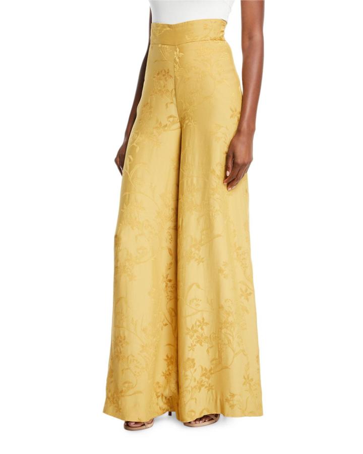 Summer Love Wide-leg Jacquard Pull-on Pants