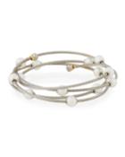 Cable Wrap Bangle W/ Freshwater Pearls, Gray