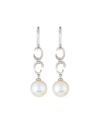 14k Pearl & Diamond Dangle Earrings