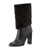 Marlington Fur-cuff Boot, Black