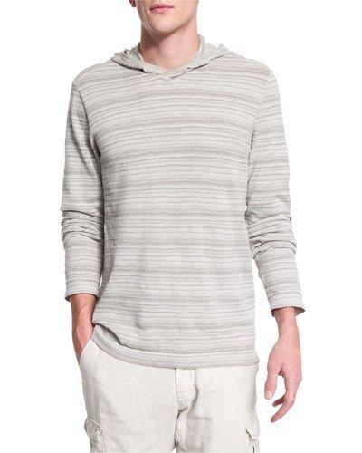 Textured Stripe Long-sleeve Hooded