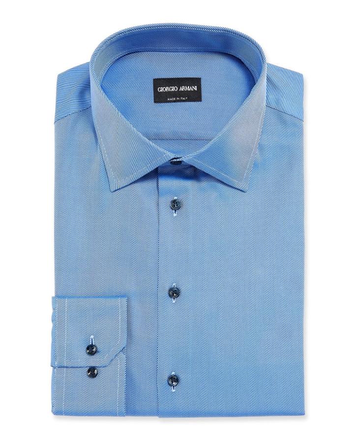 Men's Solid Twill Dress Shirt, Deep Blue