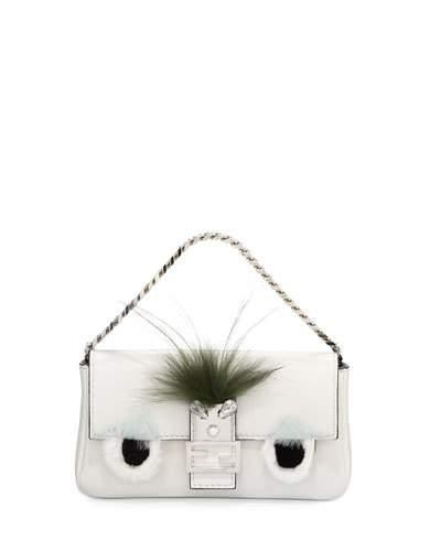 Baguette Micro Bag Bugs Crossbody Bag, White/black