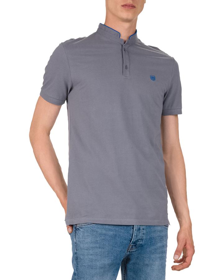 Men's Officer Collar Short-sleeve Polo Shirt With Contrast Trim