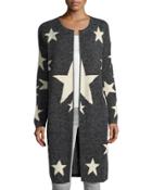 Star-pattern Cardigan Duster, Charcoal
