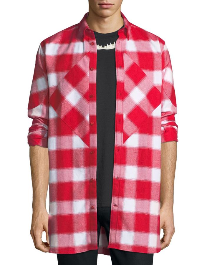 Pieced Blurry Plaid Button-front
