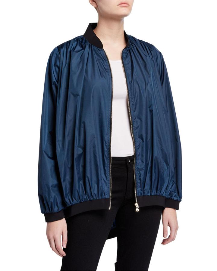 Oversized Zip-front Bomber Jacket