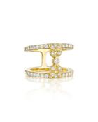 18k Yellow Gold Pave Diamond Double-band Bow Ring,