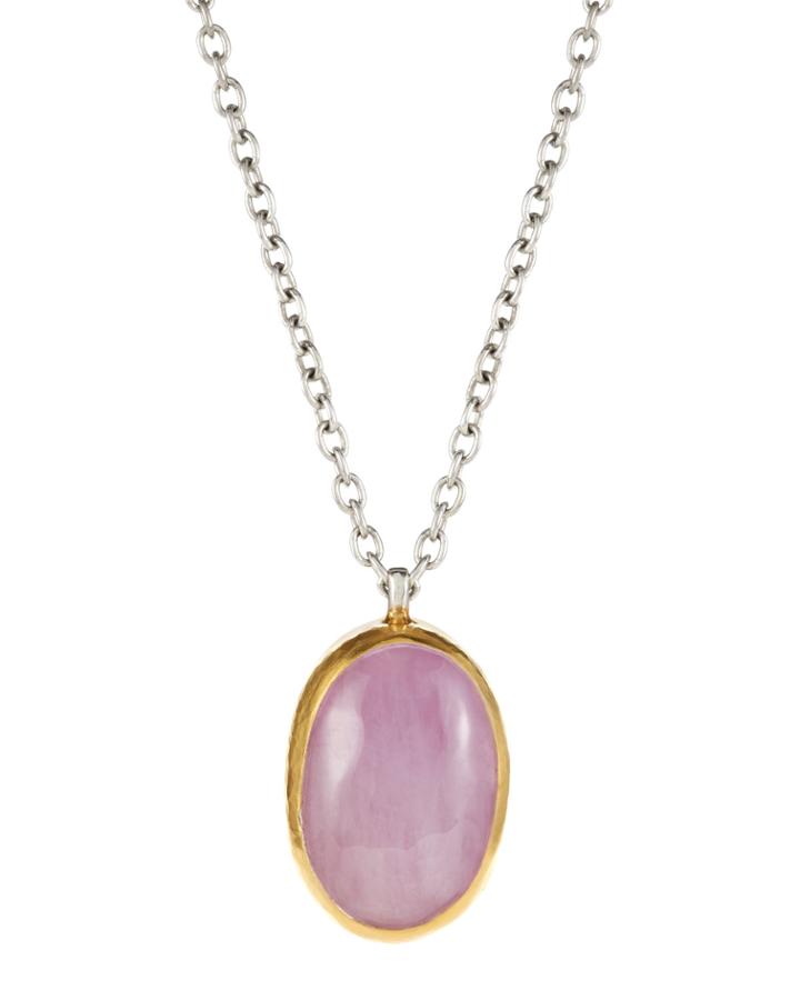 One-of-a-kind Oval Pendant Necklace, Kunzite