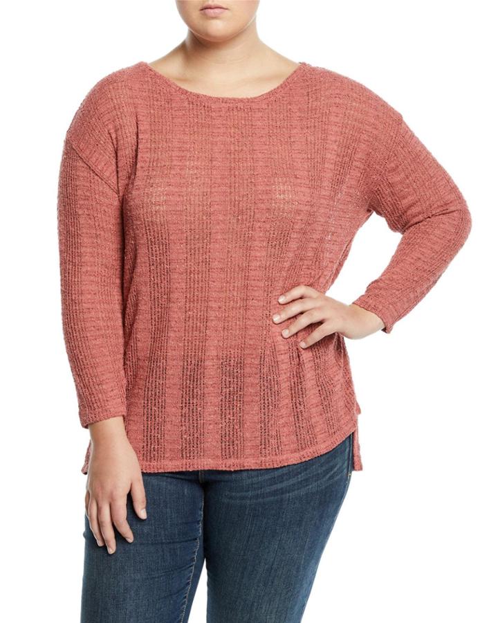 Drop-shoulder Textured-knit Sweater,
