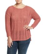 Drop-shoulder Textured-knit Sweater,