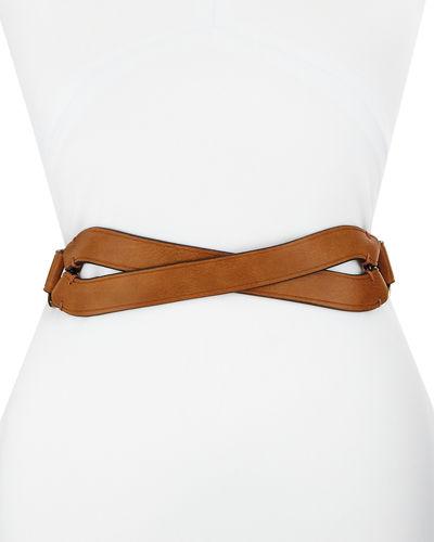 Crossed-front Faux-leather Belt