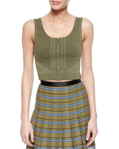 Sleeveless Zip-front Crop Top