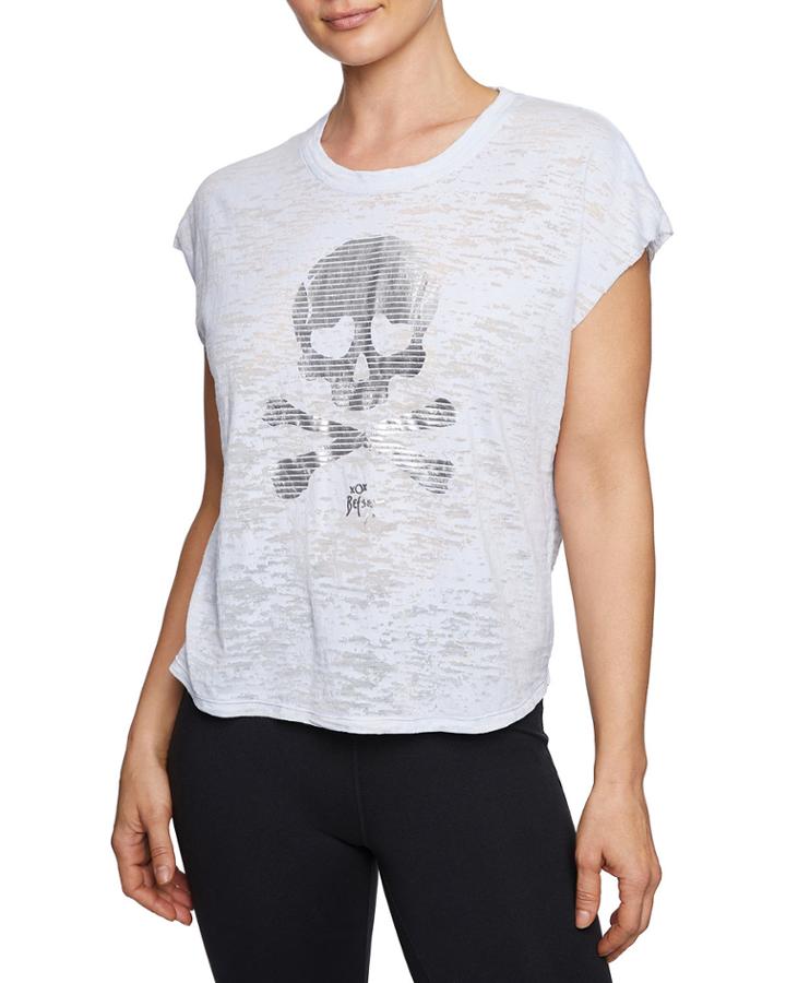 Stripe Skull Burnout Wedge Tee