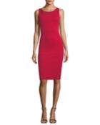 Scoop-neck Sleeveless Tonal-grid Stretch-knit