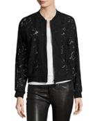Semisheer Lace Bomber Jacket, Black