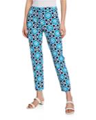 Moss 2 Tile-print Cropped Pants, Turquoise
