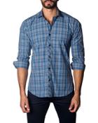 Plaid Sport Shirt, Blue Pattern