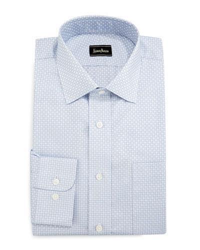 Classic-fit Regular-finish Square Pattern Dress Shirt,