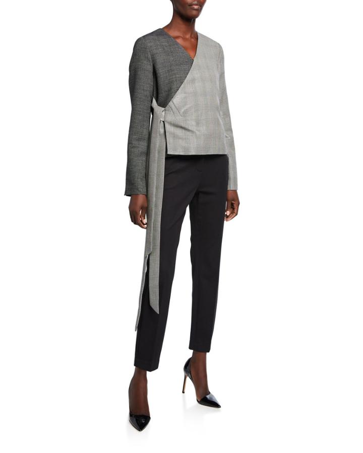 Marquis Glen Check Wrap Top