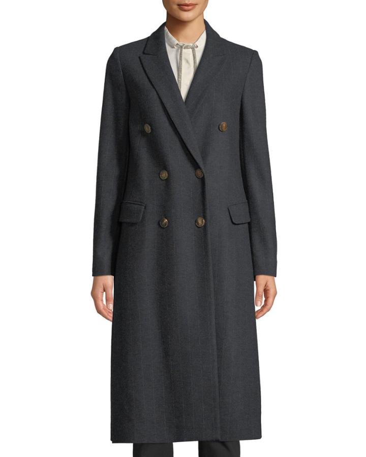 Double-breasted Wool-blend Pinstripe Jacket