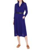 Bracelet-sleeve Pleated-skirt Wool Crepe Georgette Shirtdress With Belt