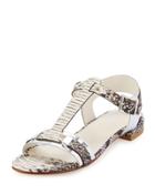 Teebop Snake-embossed T-strap Sandal, Natural