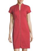 Lottie Raglan-sleeve Zip-front Stretch-cotton Dress