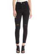 High-rise Skinny Frayed Ankle Jeans With Ripped Knees