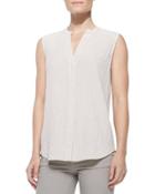 Sleeveless Hammered-texture Blouse