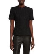 Short-sleeve Fitted Tweed Top