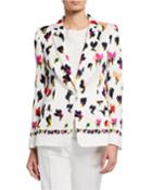 Abstract Floral-print Hammered Blazer