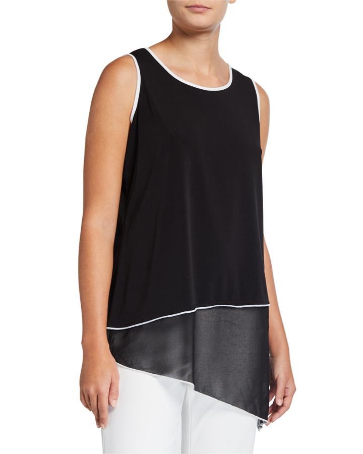 Sleeveless Top With Chiffon Angle