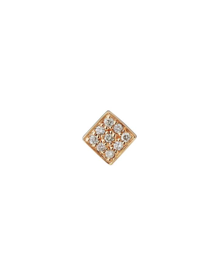 14k Rose Gold Diamond Pave Small Square