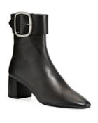 Loulou Leather Buckle Booties