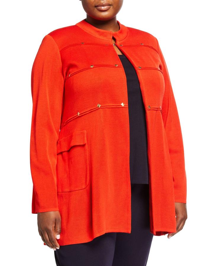 Plus Size Stud Embellished Jacket