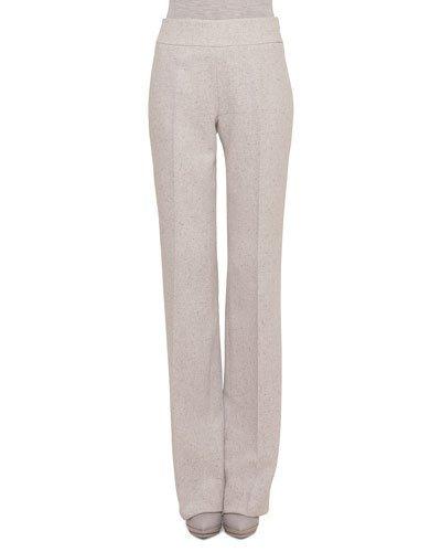 Carla Tweed Wide-leg Pants, Gravel